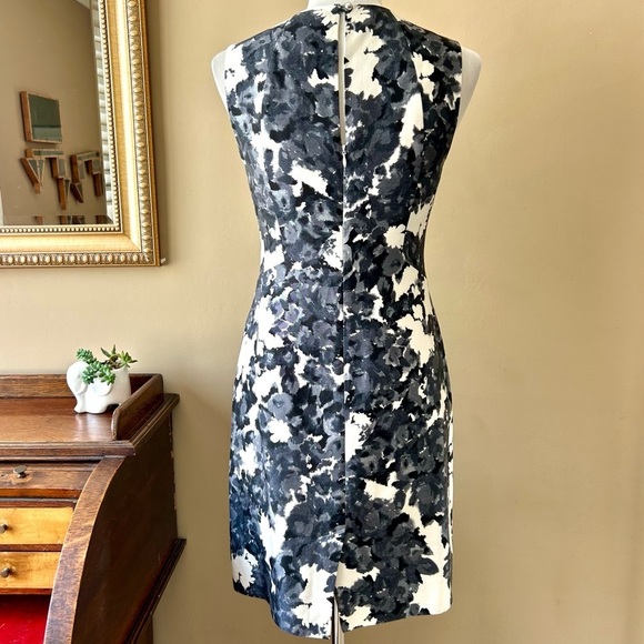 Kate Spade Leena Black White Gray Floral Dress Silk Sleeveless Sheath Size 4 - Picture 7 of 11